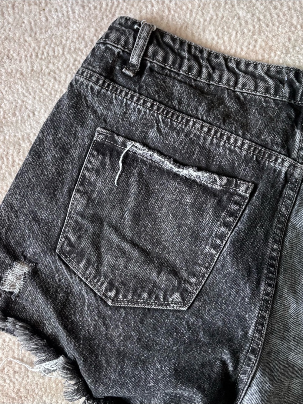 Vervet Black Two-Tone Washed Black Distressed Denim Shorts - Picture 10 of 10